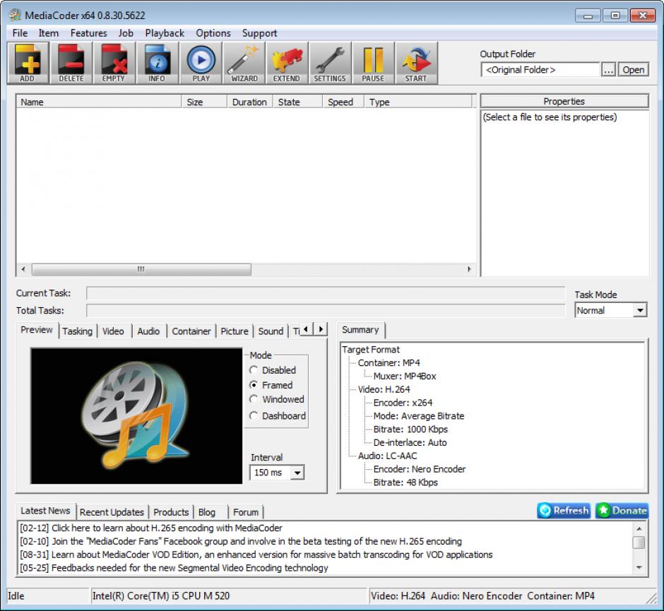 MediaCoder main screen