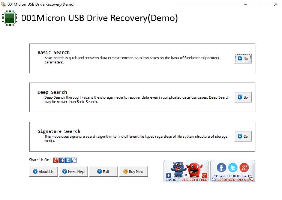 001Micron USB Drive Recovery main screen