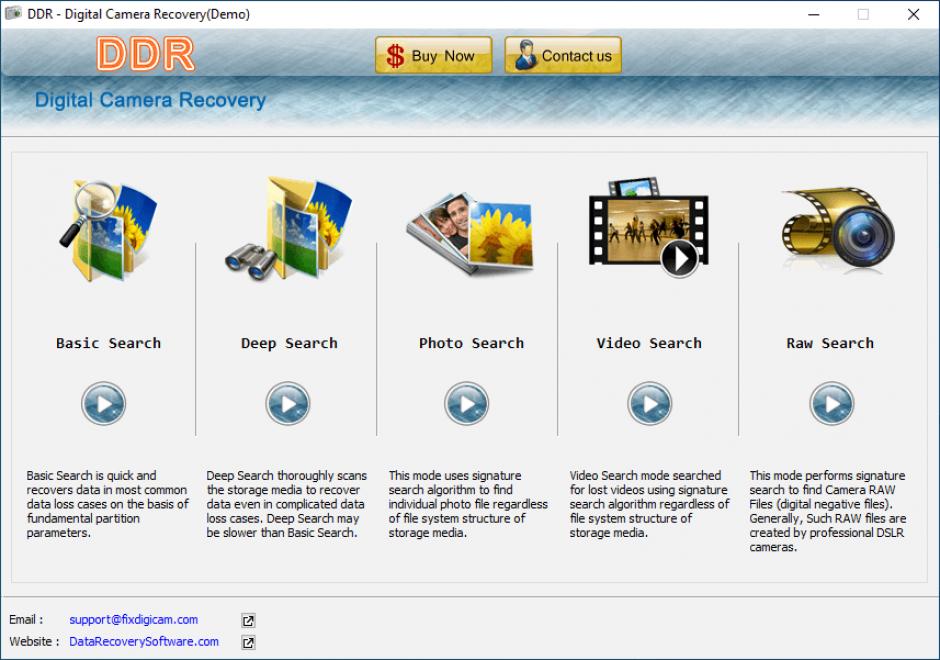 DDR - Digital Camera Recovery main screen