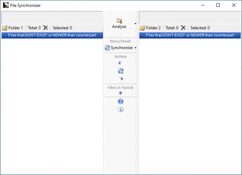 File Synchronizer main screen