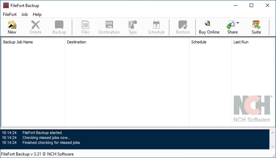 FileFort Backup main screen