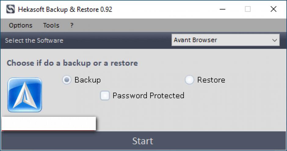 Hekasoft Backup & Restore main screen