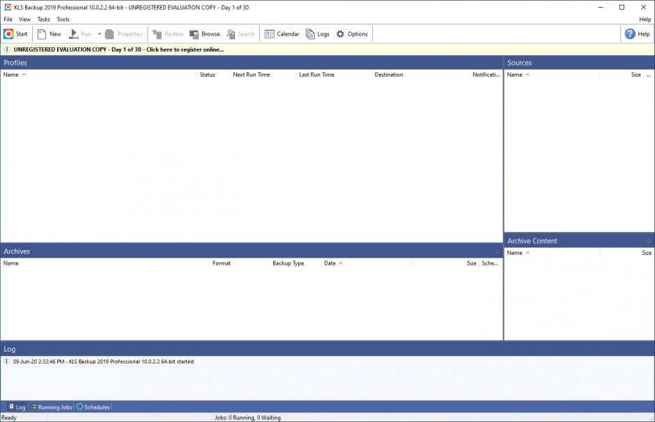 KLS Backup 2019 Professional main screen