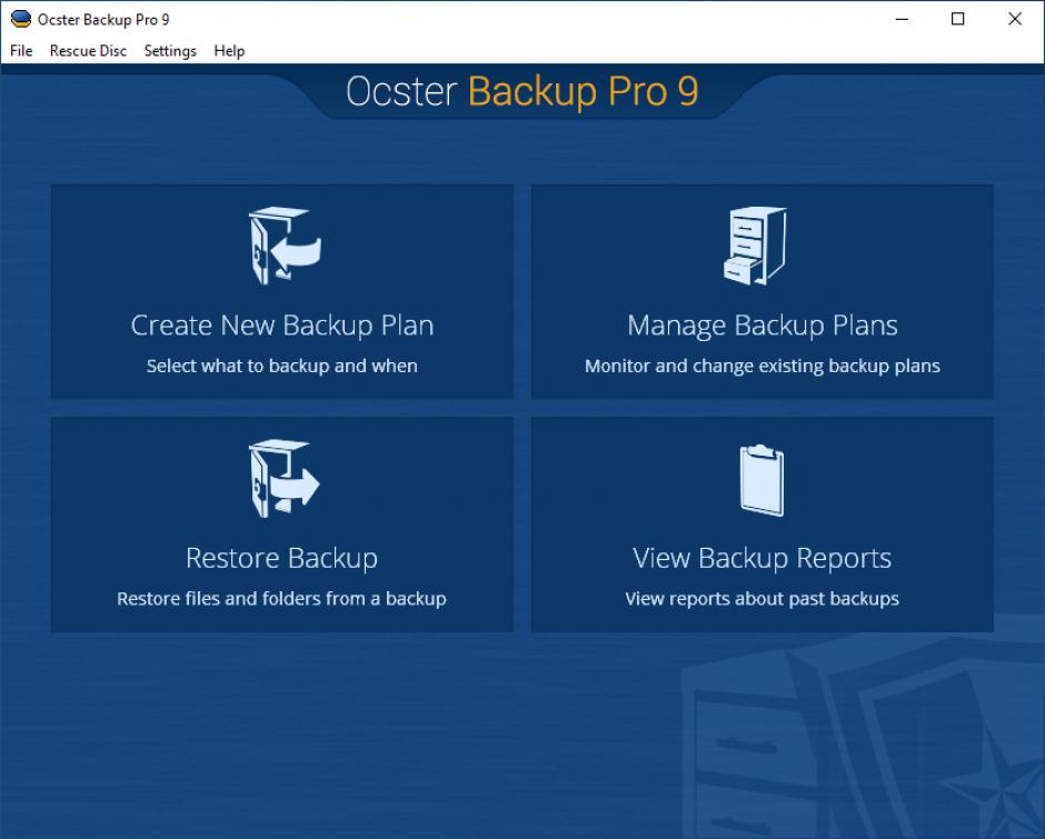 Ocster Backup Pro main screen