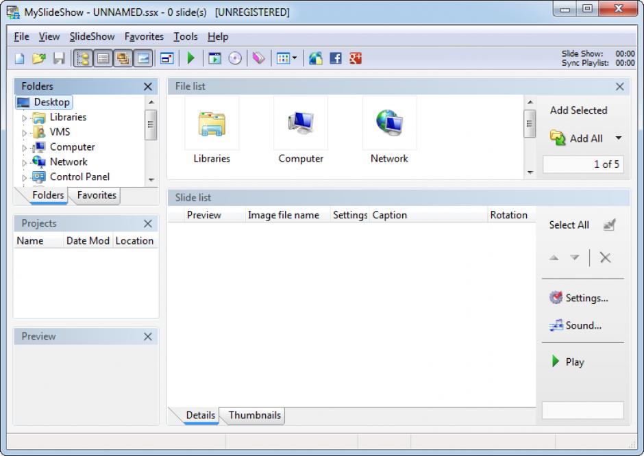 screenshot of program