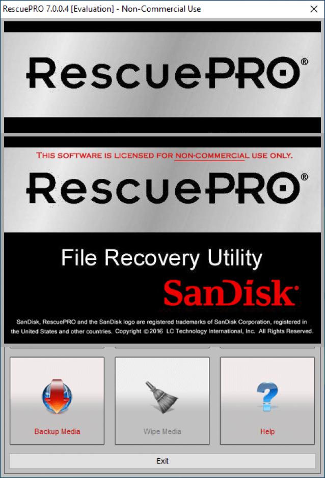 RescuePRO main screen