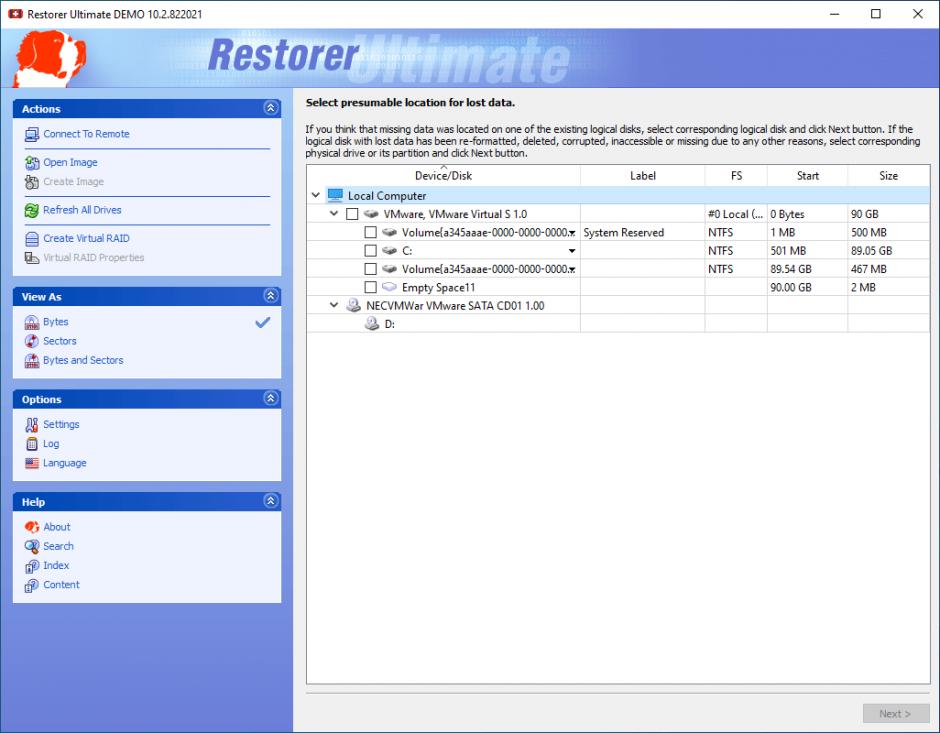 screenshot of program