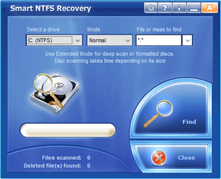 Smart NTFS Recovery main screen