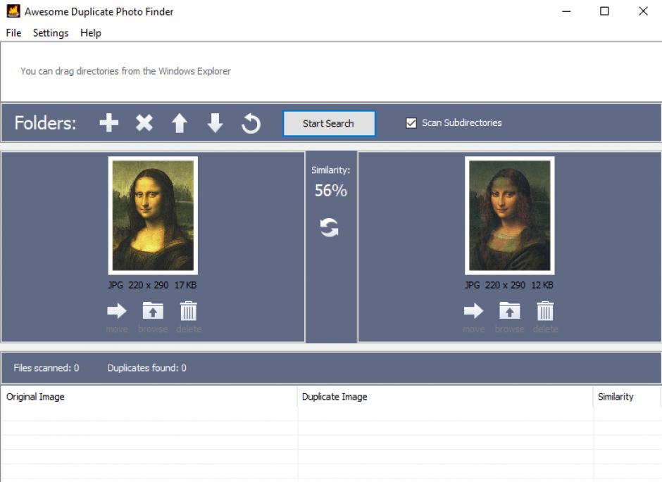 Awesome Duplicate Photo Finder main screen