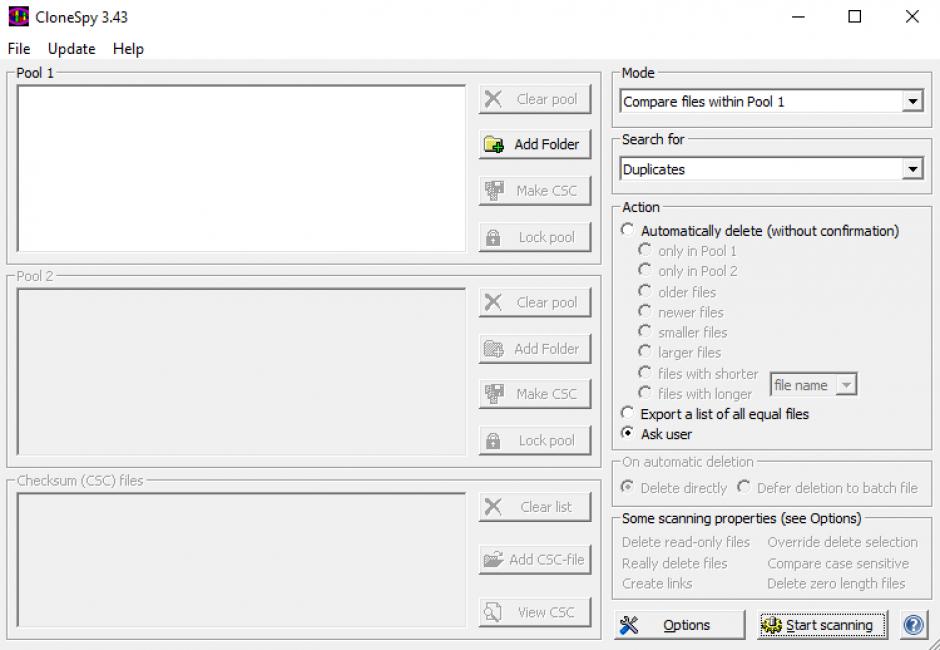 screenshot of program