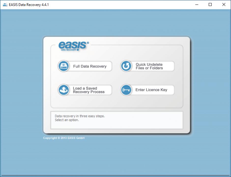 EASIS Data Recovery main screen