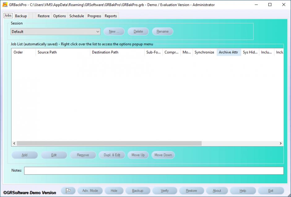 screenshot of program