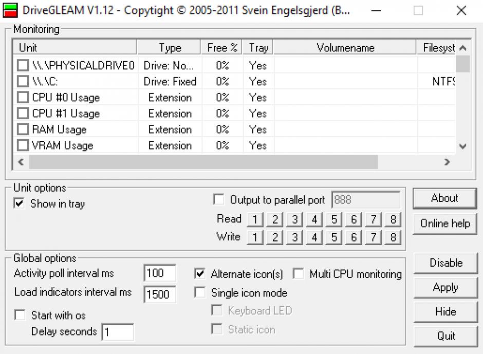 screenshot of program