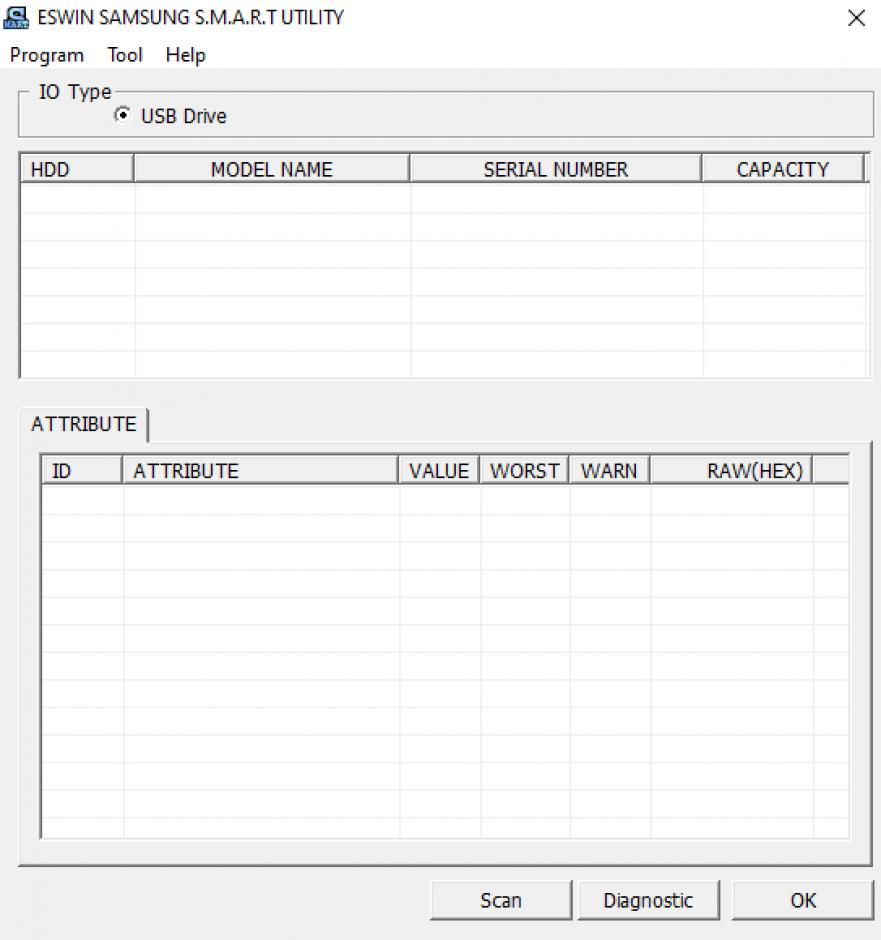 ESWin SAMSUNG S.M.A.R.T UTILITY main screen