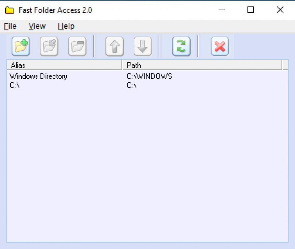 Fast Folder Access main screen