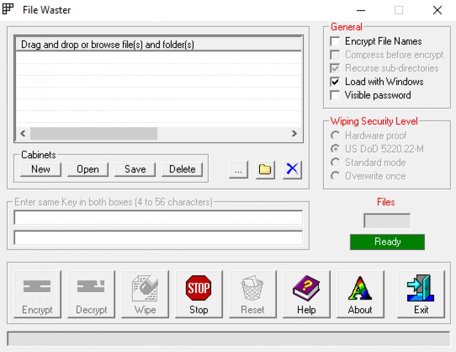 File Waster main screen