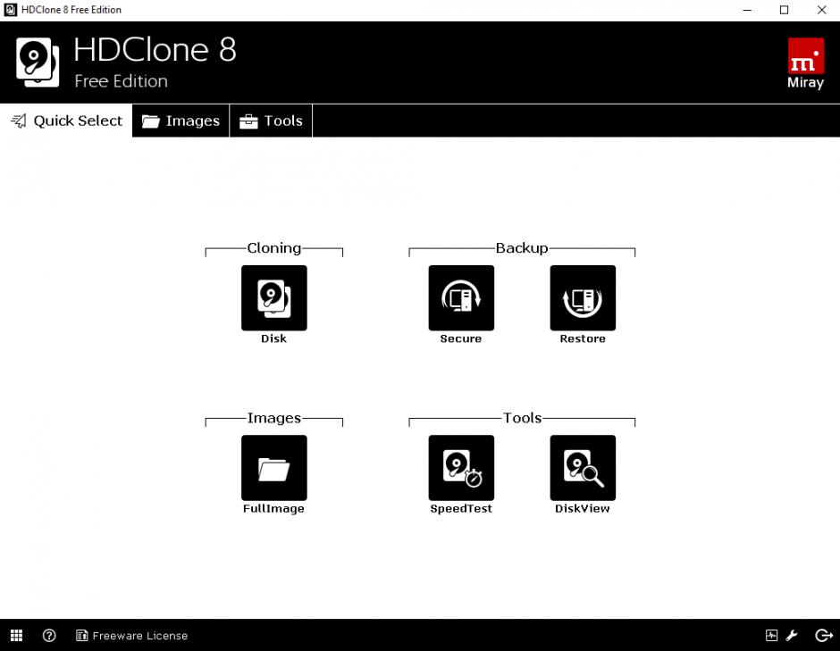 HDClone Free main screen