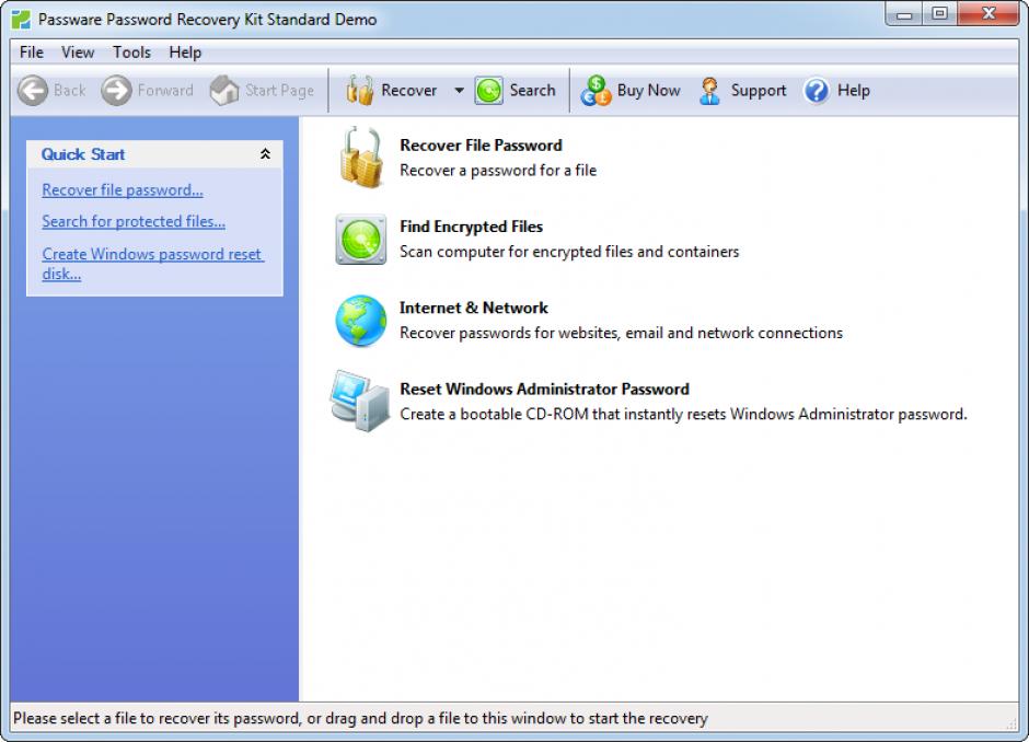 passware kit standard main screen