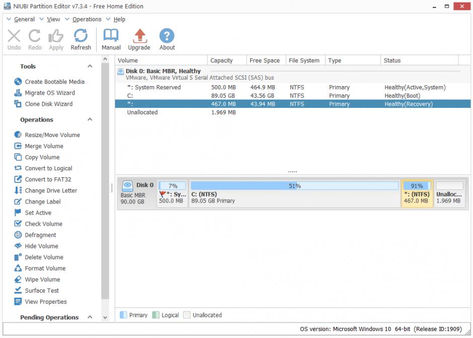 NIUBI Partition Editor Free main screen