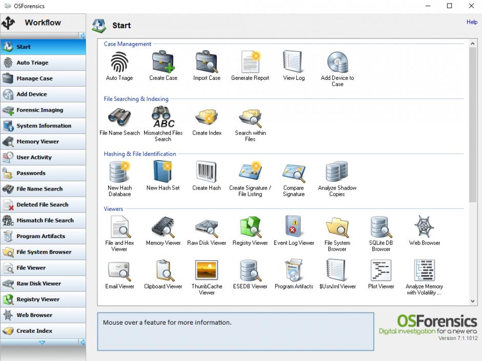 OSForensics main screen
