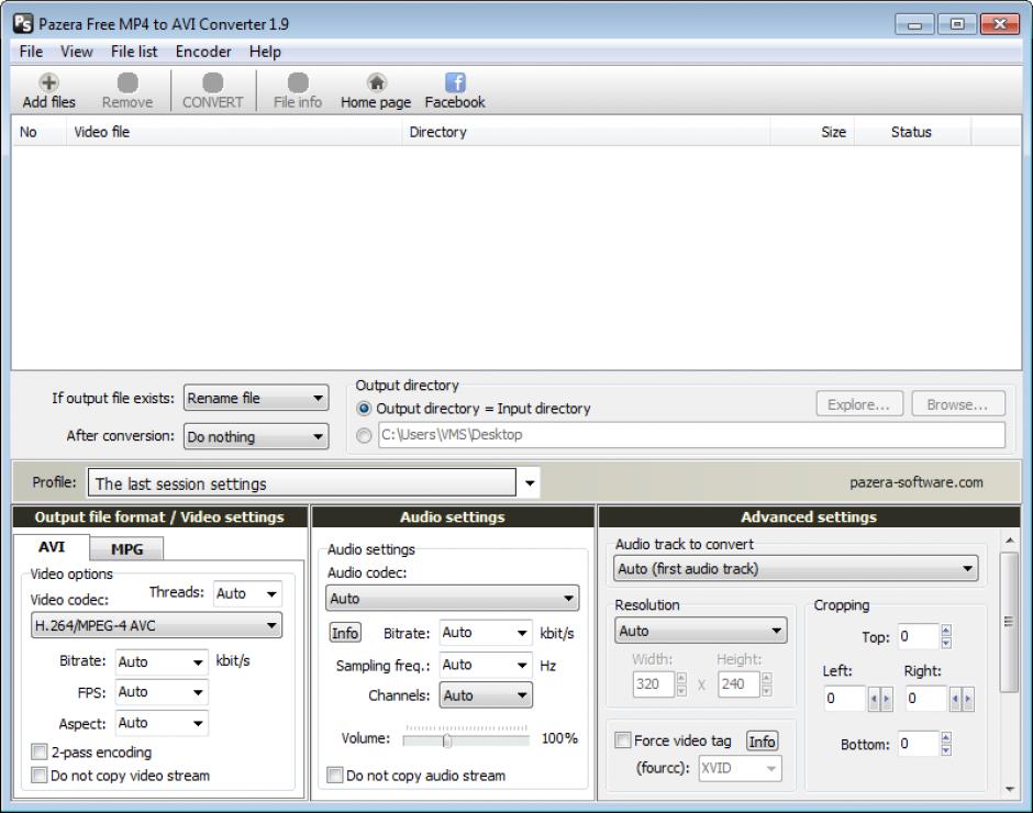 screenshot of program