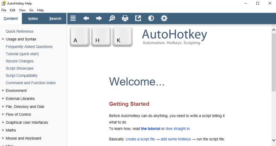 AutoHotkey main screen