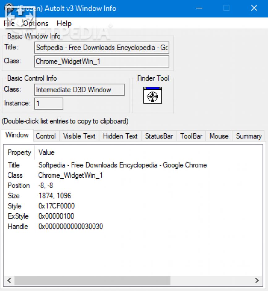 screenshot of program