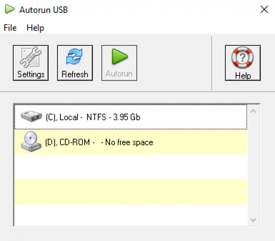 Autorun USB main screen