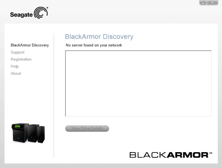 BlackArmor Discovery main screen