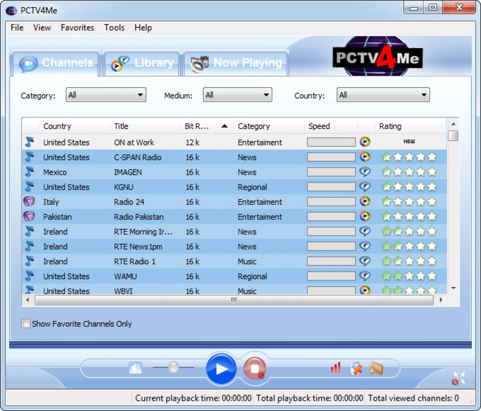 PCTV4Me main screen