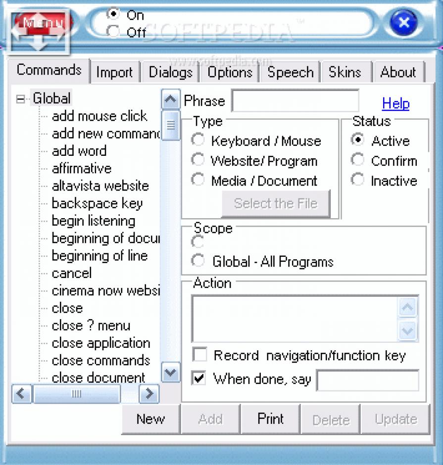 screenshot of program