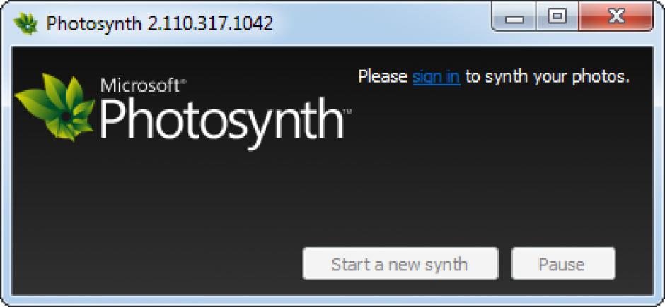 Photosynth main screen