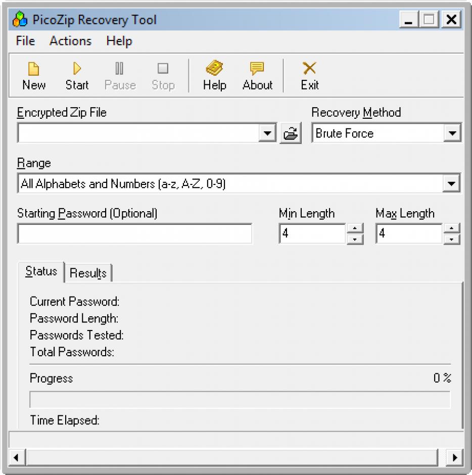 PicoZip Recovery Tool main screen