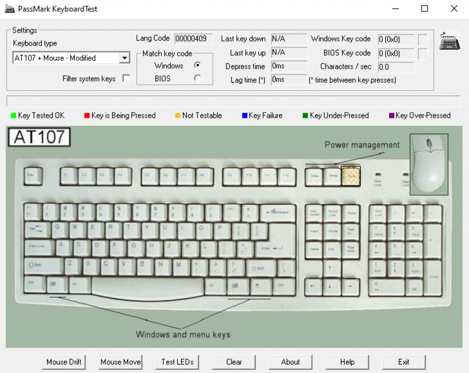 KeyboardTest main screen