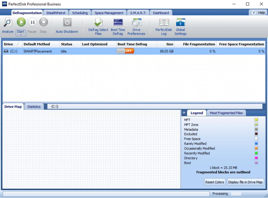 PerfectDisk Professional Business main screen