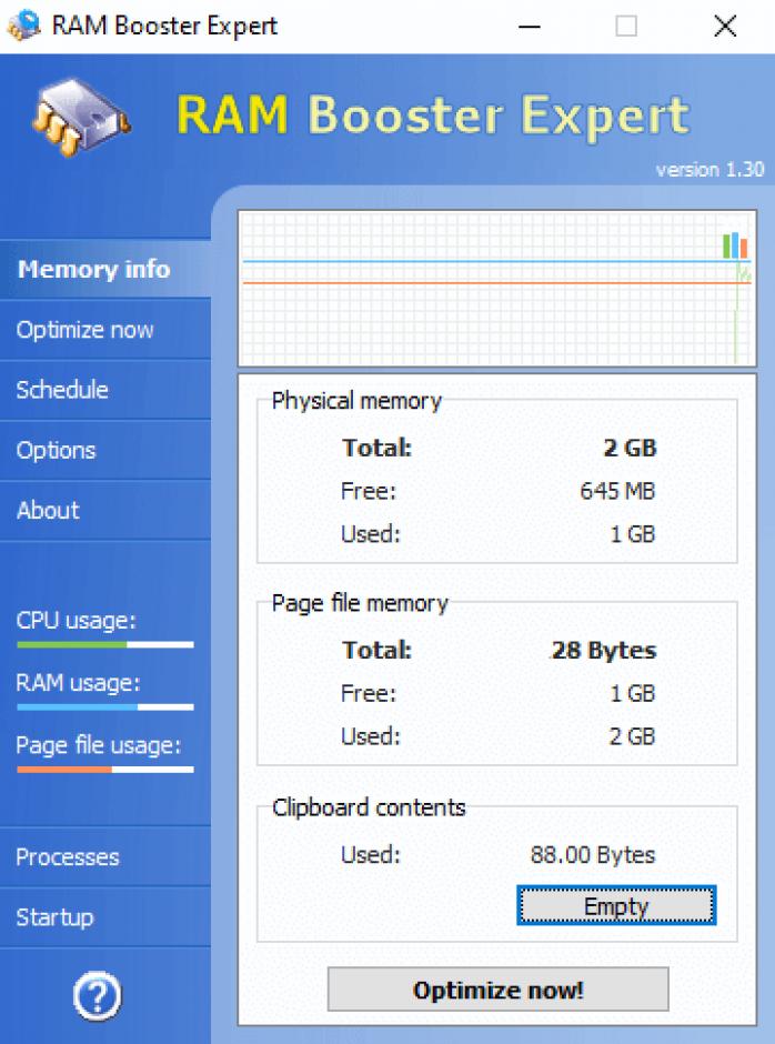 RAM Booster Expert main screen