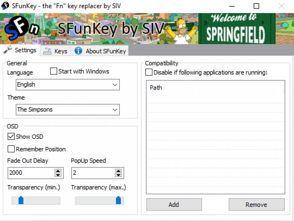 SFunKey by SIV main screen