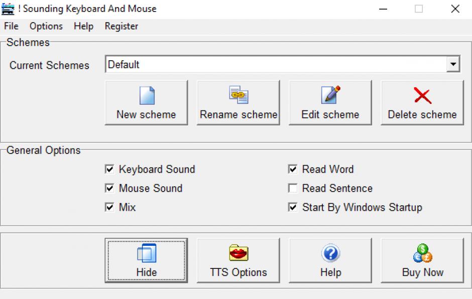 Sounding Keyboard and Mouse main screen