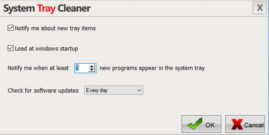 System Tray Cleaner main screen