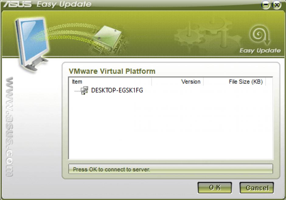 ASUS Easy Update main screen