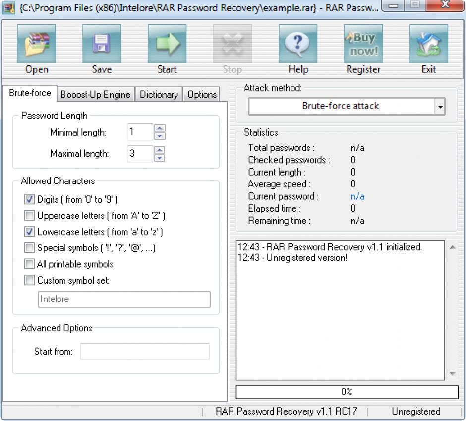 screenshot of program