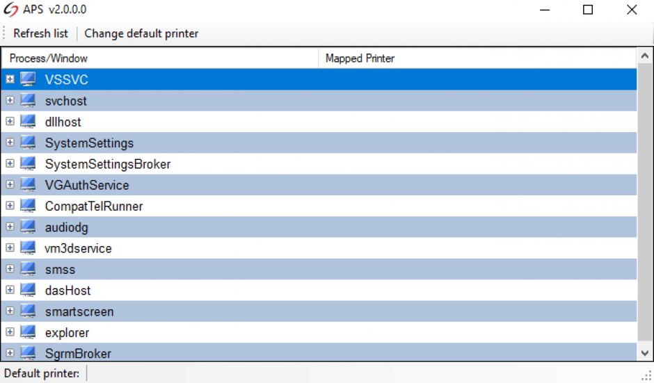 Automatic Printer Switcher main screen