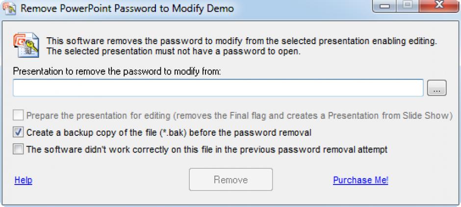 Remove PowerPoint Password to Modify main screen