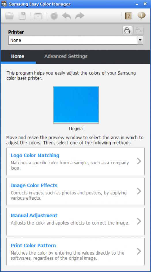 Samsung Easy Color Manager main screen