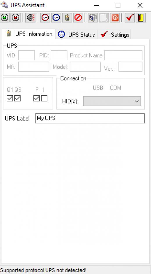 UPS Assistant main screen