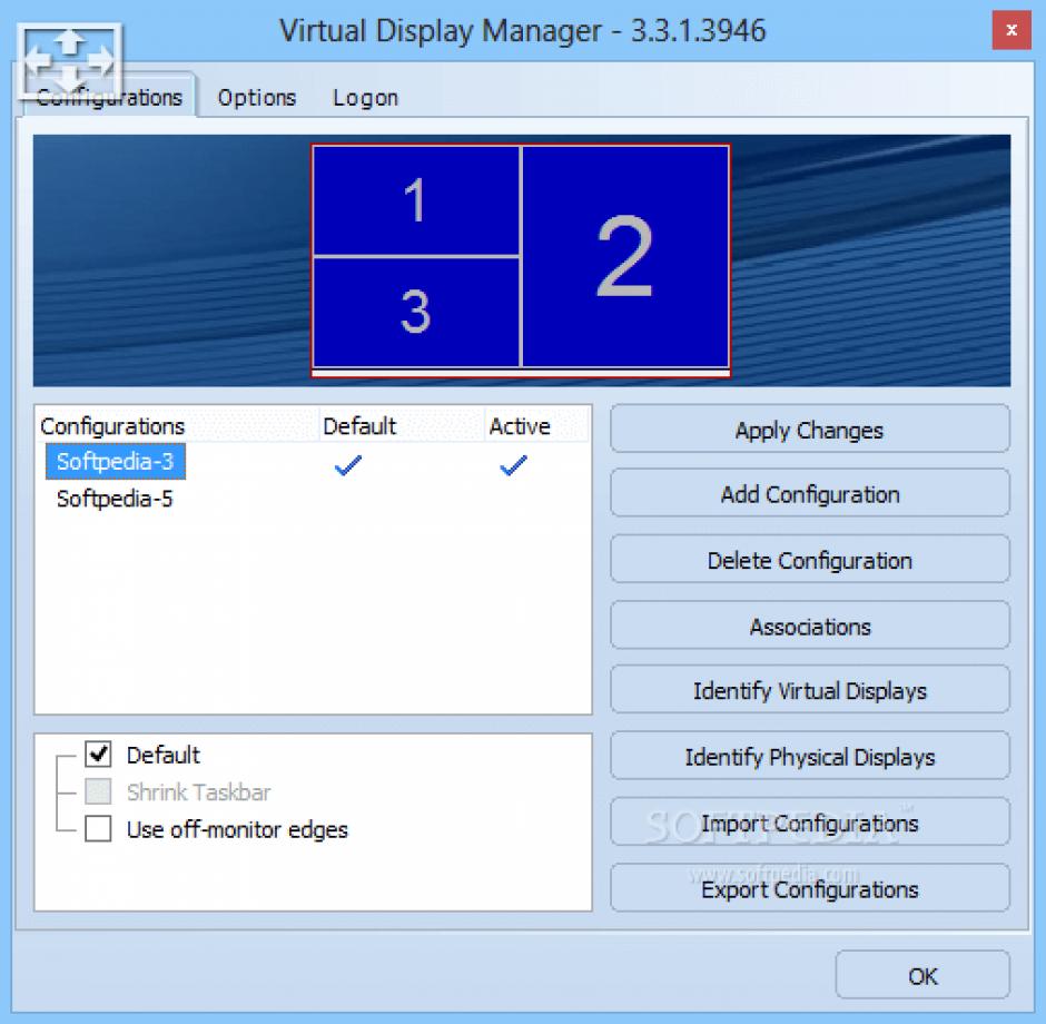 Virtual Display Manager main screen