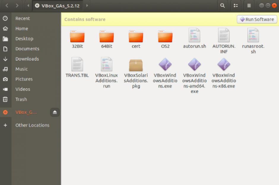 VirtualBox OSE Guest Additions main screen
