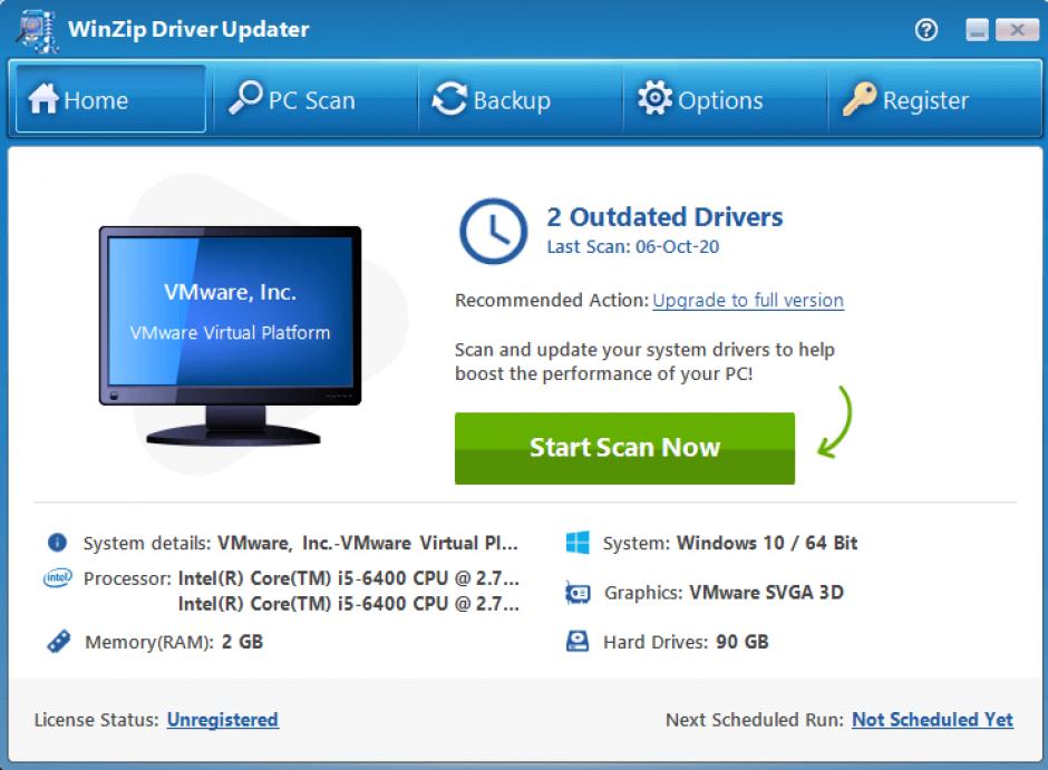 WinZip Driver Updater main screen