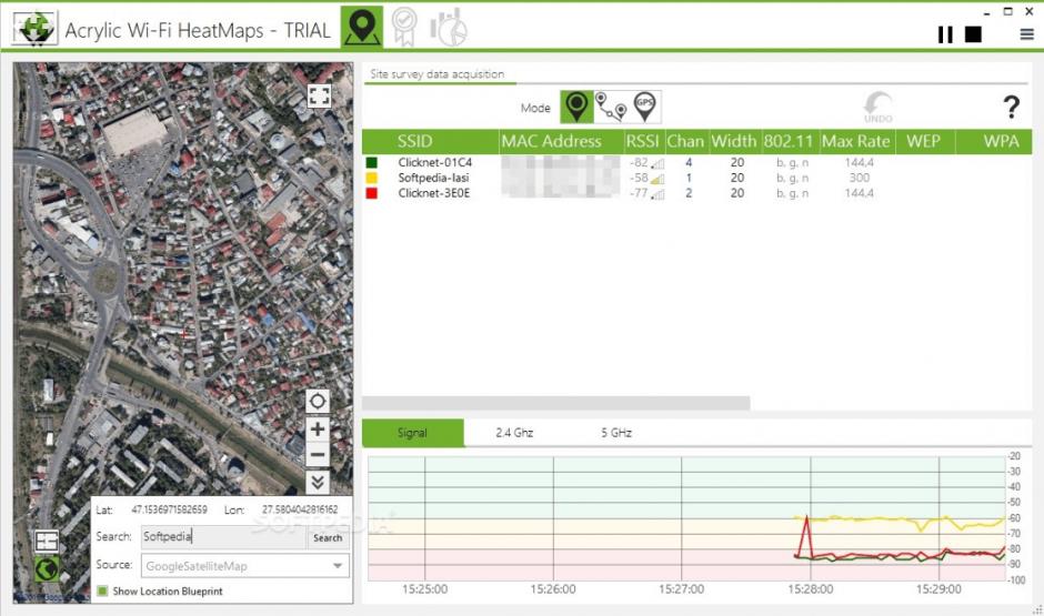 Acrylic Wi-Fi HeatMaps main screen