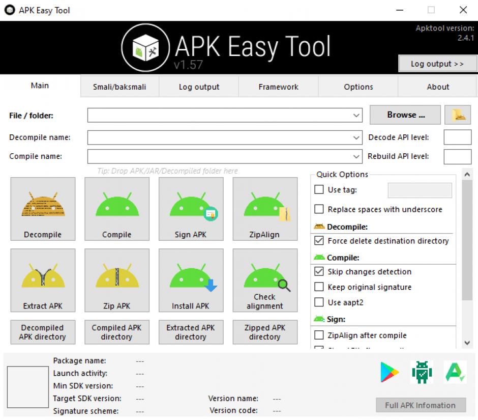 APK Easy Tool main screen